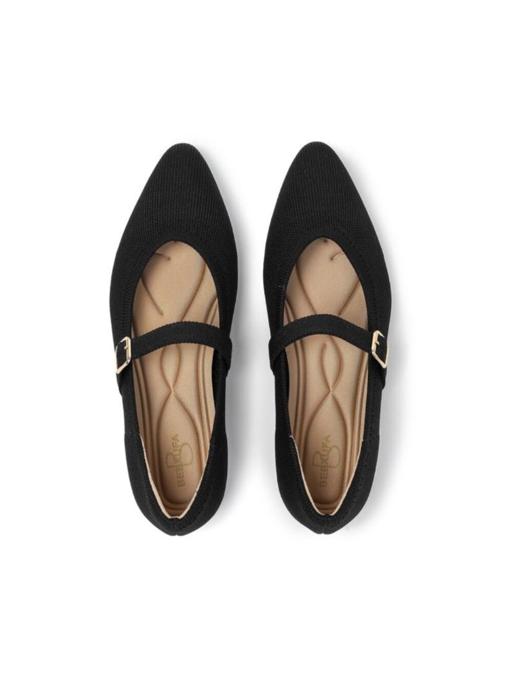 Pointed Toe Knit Mary Jane Ballet Flats Slip-On Office Casual Shoes Arch Support